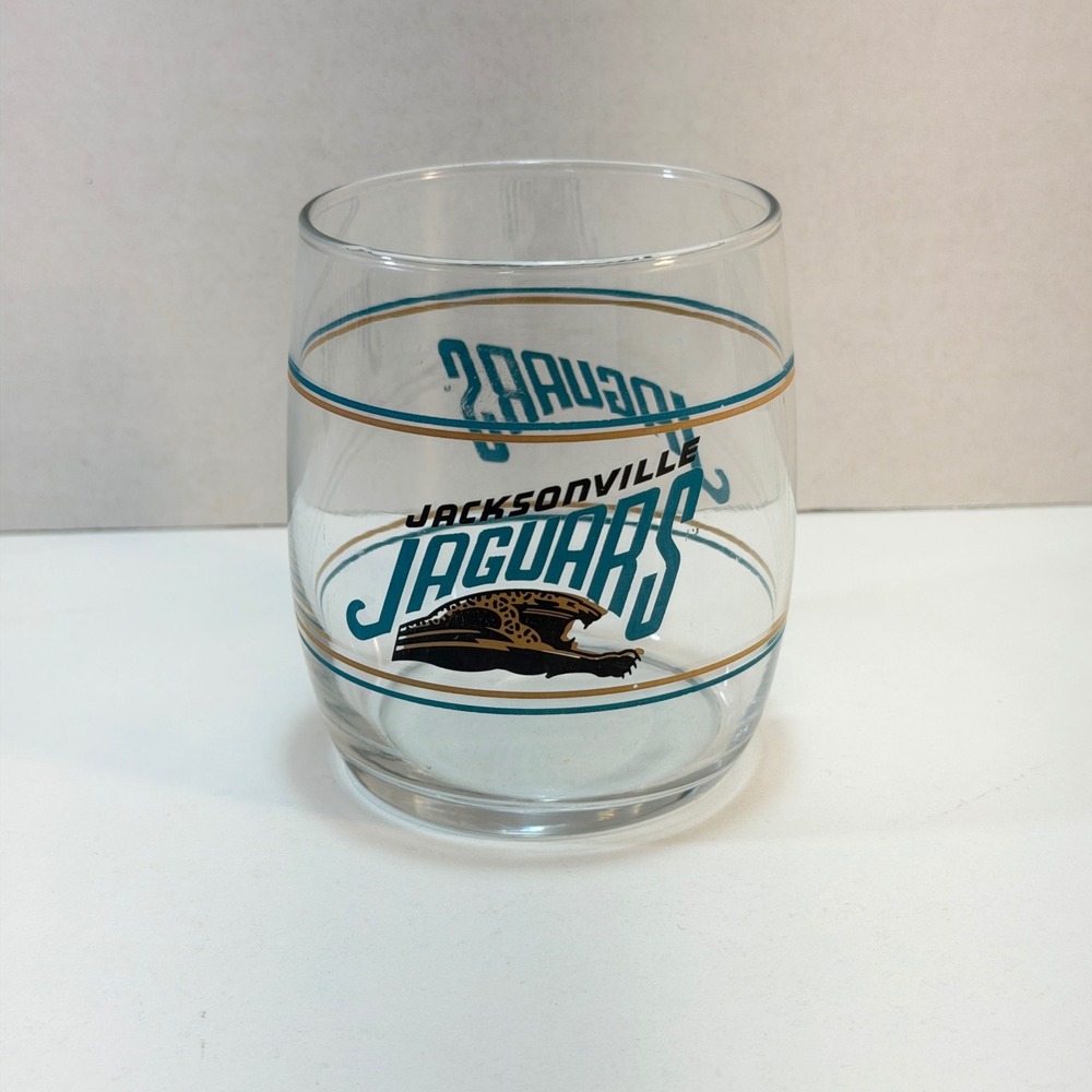 Jacksonville Jaguars NFL Rocks Glass Clear Vintage Barrel Lowball Cocktail 12 oz
